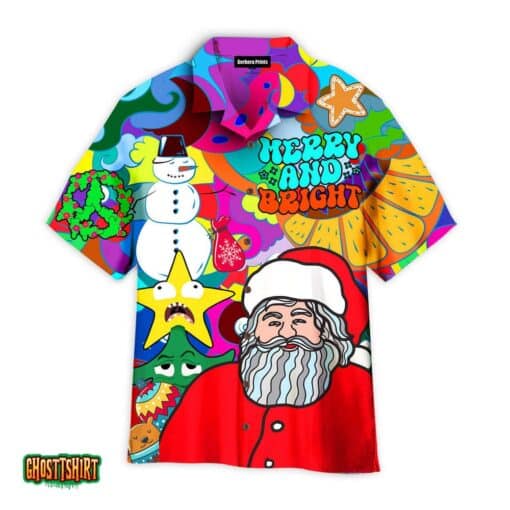 Hippie Christmas Santa Snowman Aloha Hawaiian Shirt