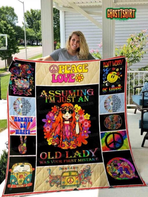 Hippie Girl Quilt Blanket