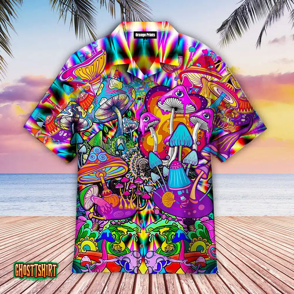Hippie Mushroom Love Color Aloha Hawaiian Shirt