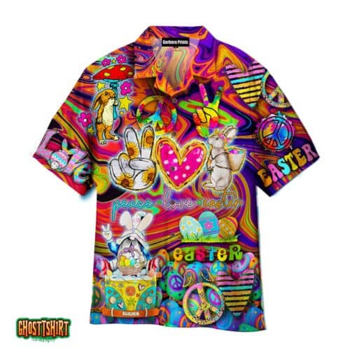 Hippie Peace Bunny Love Easter Day Aloha Hawaiian Shirt