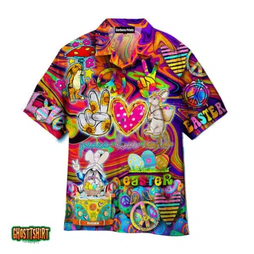 Hippie Peace Bunny Love Easter Day Aloha Hawaiian Shirt