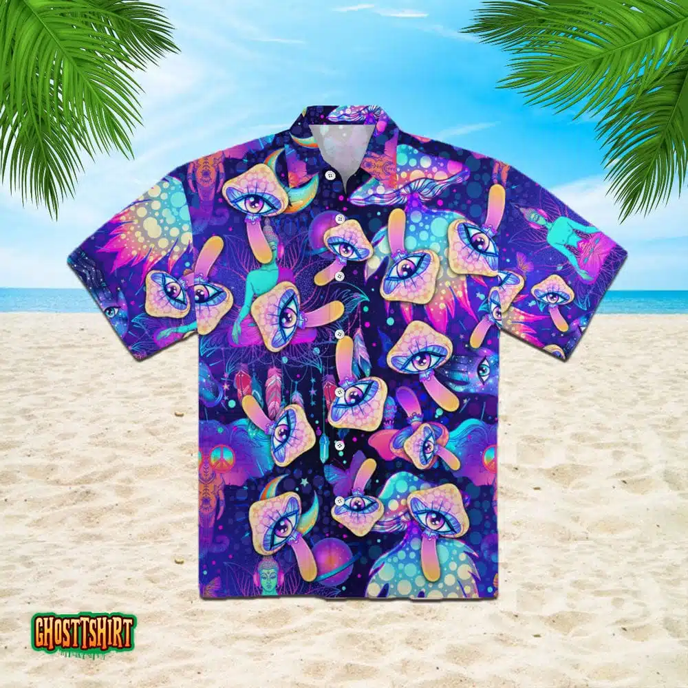 Hippie Psychedelic Trippy Purple Aloha Hawaiian Shirt