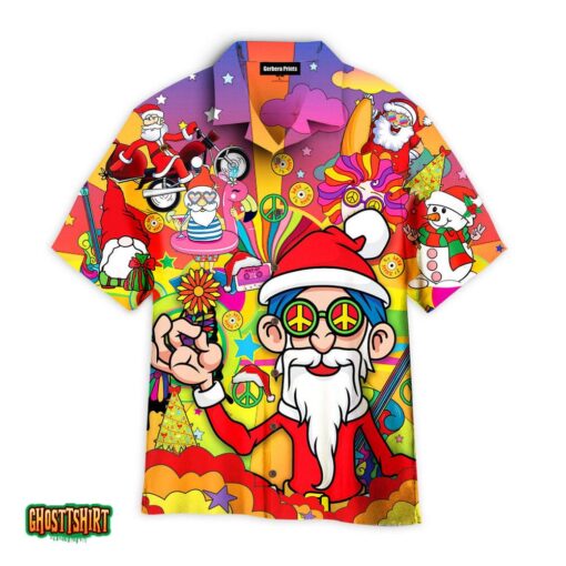 Hippie Santa Claus Colorful Aloha Hawaii Shirt For Men Women