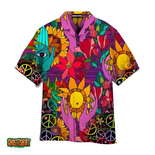 Hippie Style Floral Pattern Aloha Hawaiian Shirt