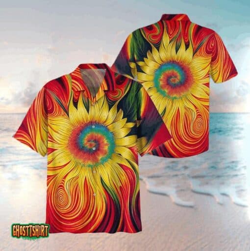 Hippie Sunflower Red Aloha Hawaiian Shirt