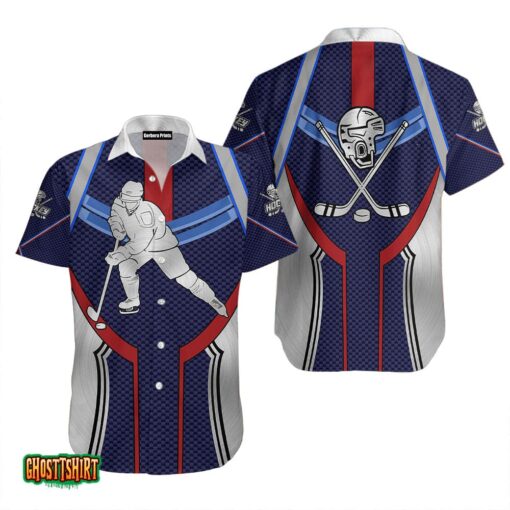 Hockey Blue And Grey Aloha Hawaiian Shirt