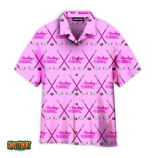Hockey Girl Pink Aloha Hawaiian Shirt
