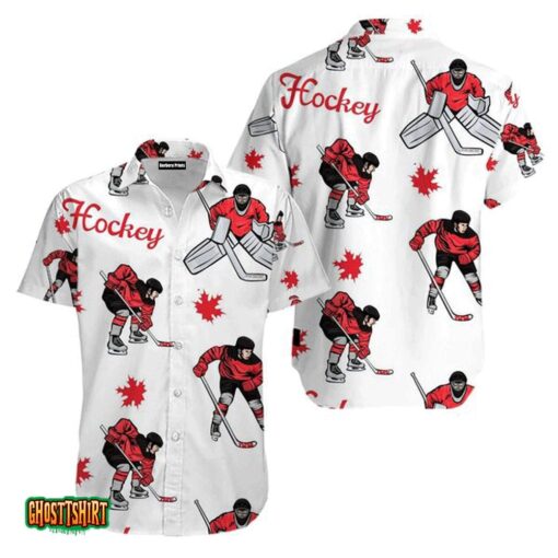 Hockey People White Aloha Hawaiian Shirt