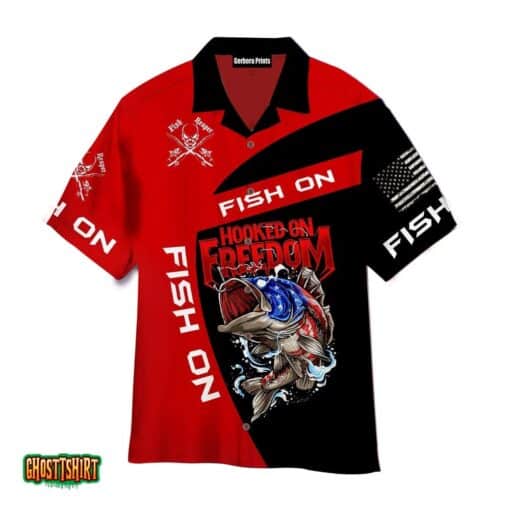 Hooked On Freedom Fish on Fishing Aloha Hawaiian Shirt
