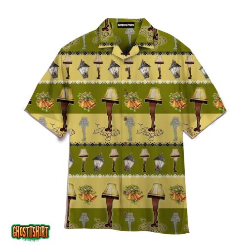 Hot A Christmas Story Horizontal Stripes Pattern Green And Yellow Aloha Hawaiian Shirt
