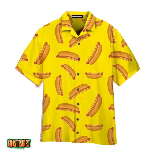 Hot Dog On Yellow Aloha Hawaiian Shirt