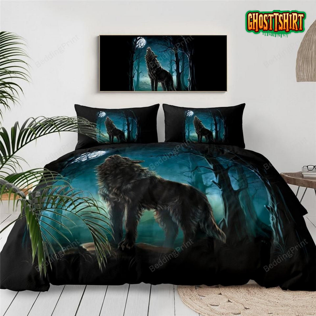 Howling At The Forest Wolf Bedding Set