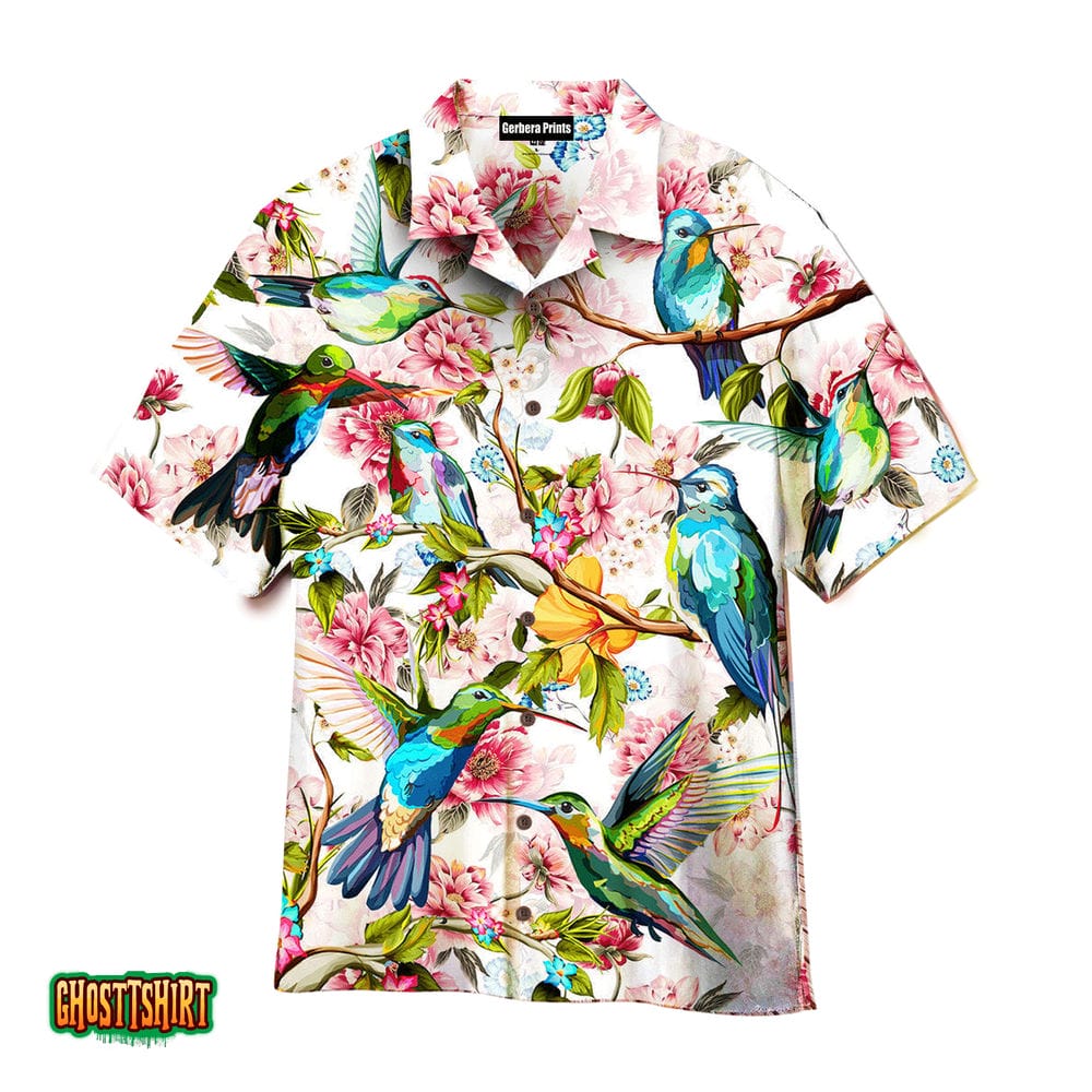 Hummingbirds Magnolia Flowers Pattern Aloha Hawaiian Shirt Hummingbirds Magnolia Flowers Pattern Aloha Hawaiian Shirt