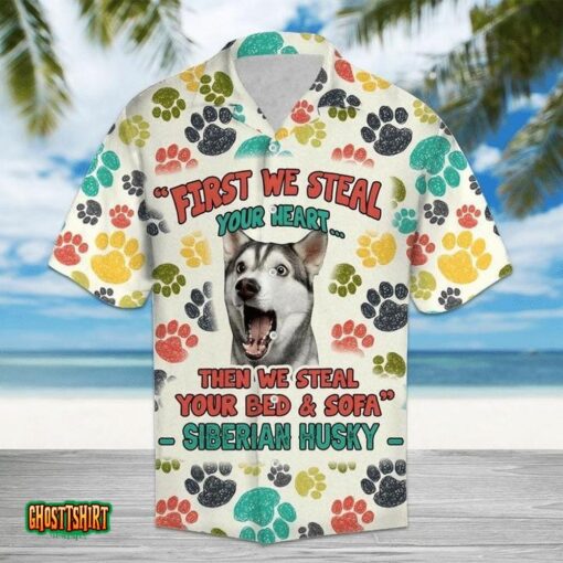 Husky White Aloha Hawaiian Shirt