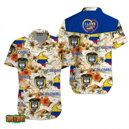I Love Colombia Tropical Aloha Hawaiian Shirt