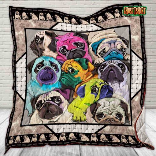 I Love Pugs Quilt Blanket