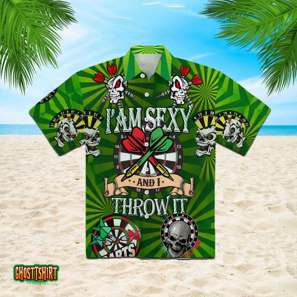 I’m Sexy And I Throw It Dart Game Green Aloha Hawaiian Shirt