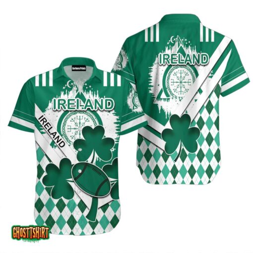 Ireland Rugby Shamrock Clover Green Aloha Hawaiian Shirt