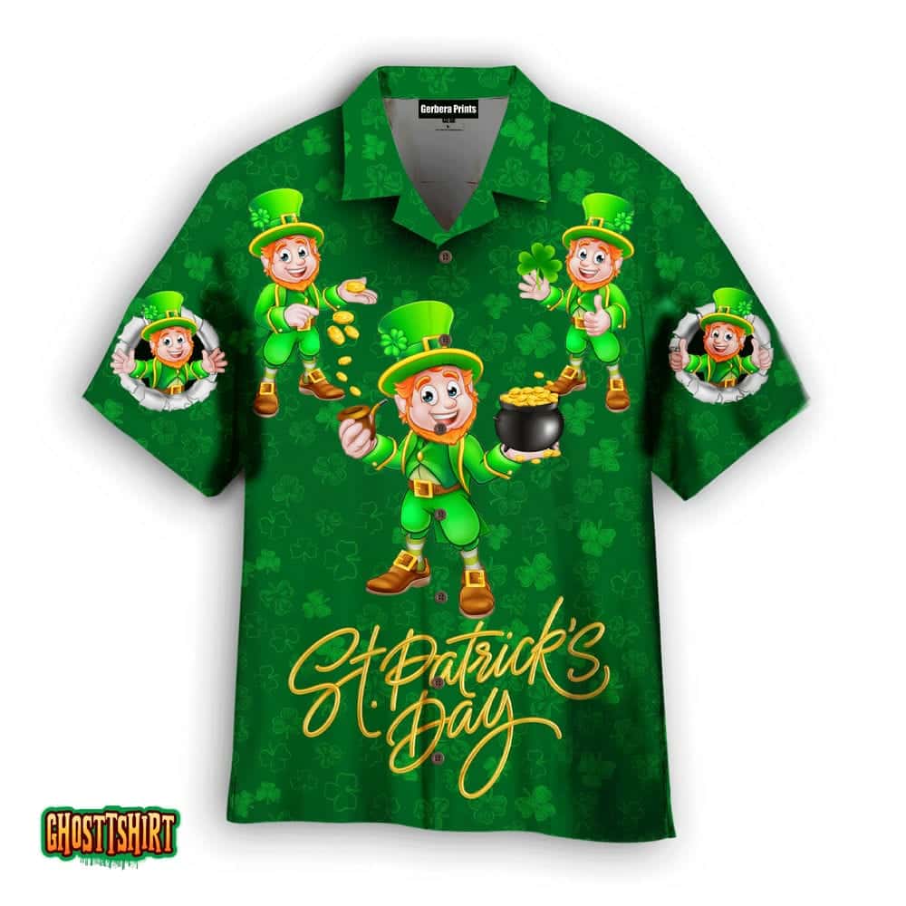 Irish Saint Patrick Day Green Aloha Hawaii Shirt For Men Women