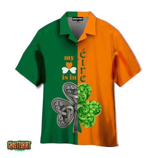 Irish Saint Patrick’s Day Shamrock Celtic Clover Green And Orange Aloha Hawaiian Shirt