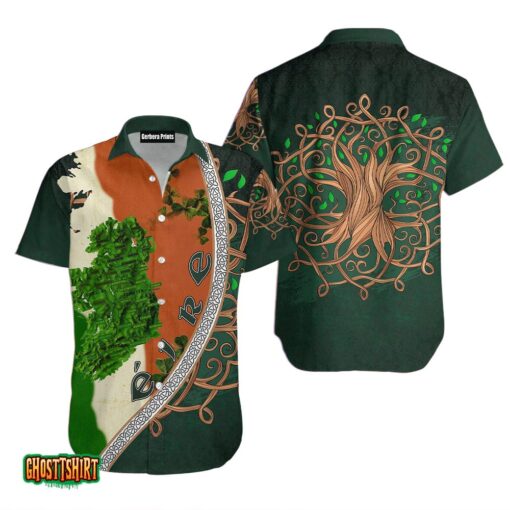 Irish Saint Patricks Day Shamrock Tree Of Life Aloha Hawaiian Shirt