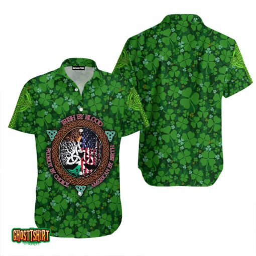 Irish St Patricks Day Clover Pattern Green Aloha Hawaiian Shirt