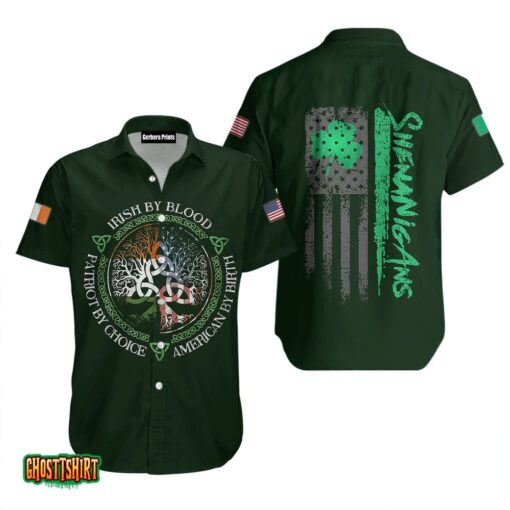 Irish StPatrick Day Irish By Blood Pattern Green Aloha Hawaiian Shirt