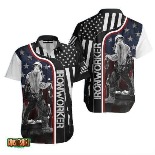 Ironworker Flag Black And Blue Aloha Hawaiian Shirt