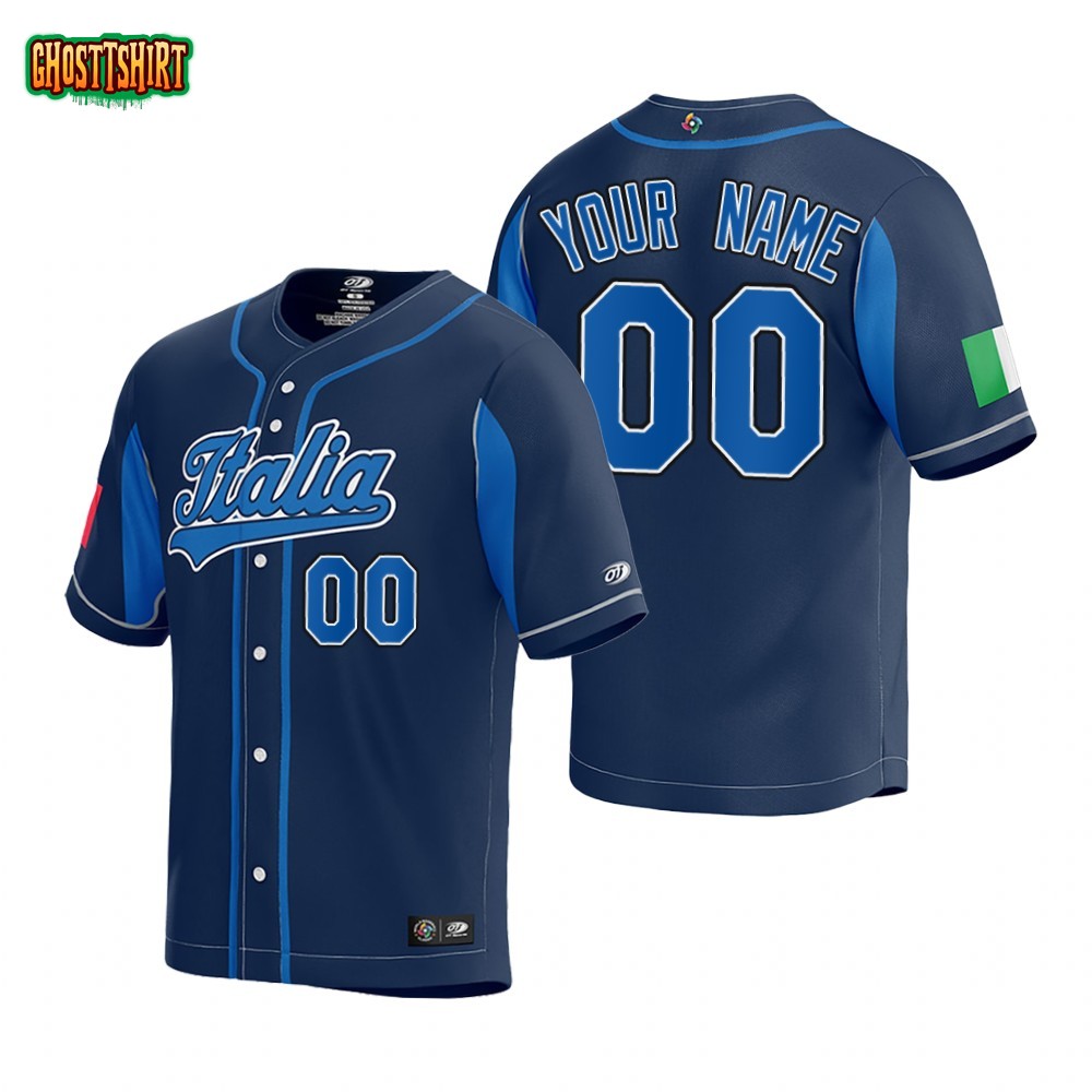 Italy Baseball 2023 World Baseball Classic Jersey Custom 00 - Navy