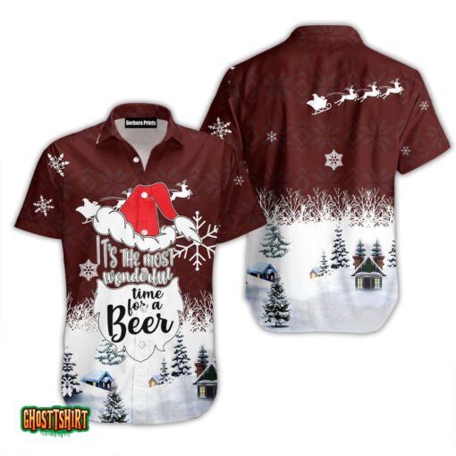 It’s The Most Wonderful Time For A Beer Christmas Aloha Hawaiian Shirt
