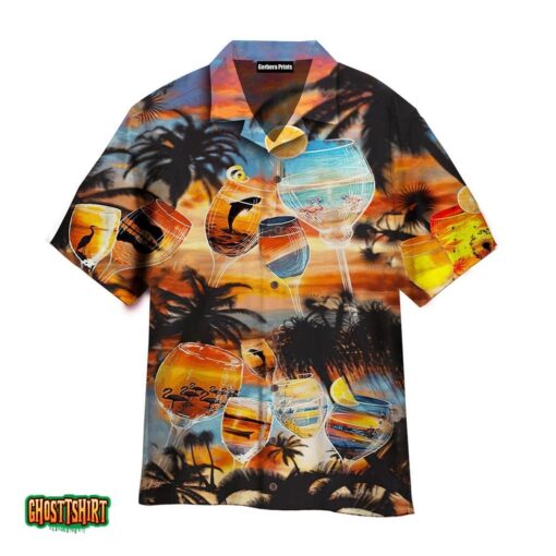 It’s Time For Wine Glass Sunset Hawaiian Shirt