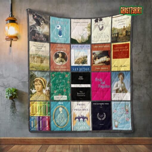 Jane Austen Books Quilt Blanket