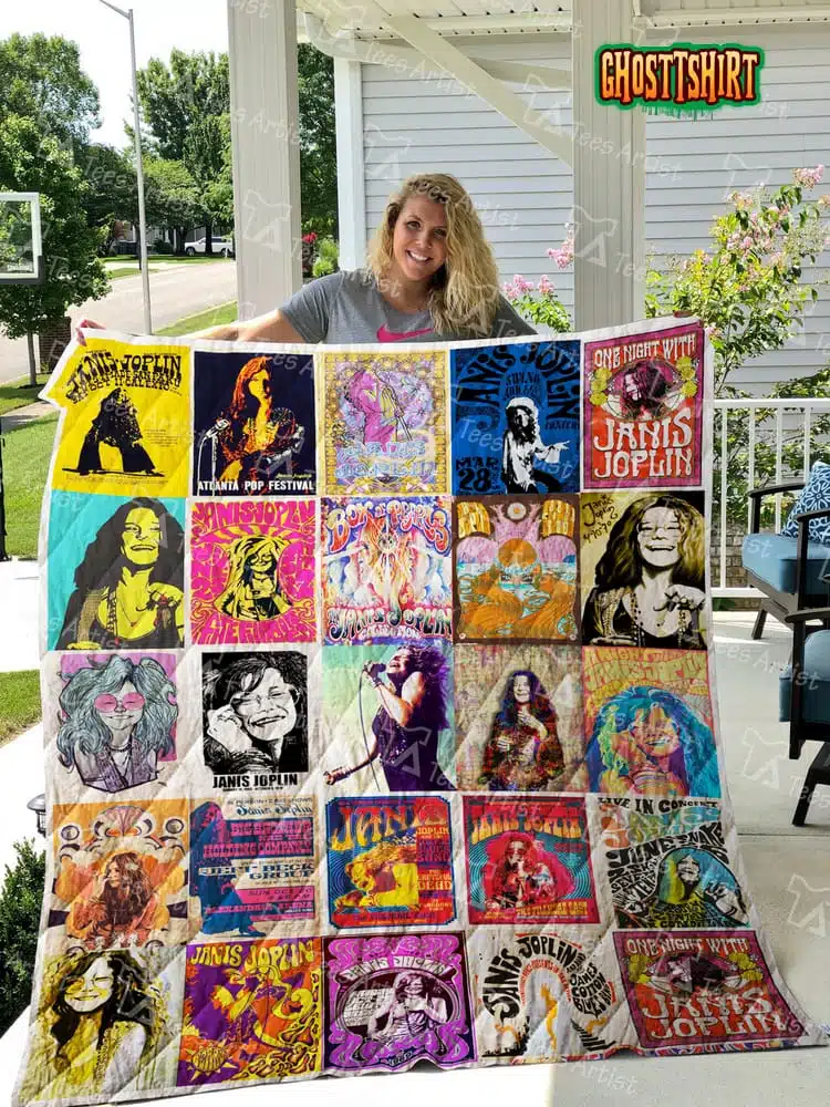 Janis Joplin V3 Quilt Blanket