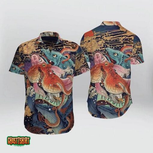 Japanese Aesthetic Ukiyoe Colourful Aloha Hawaiian Shirt