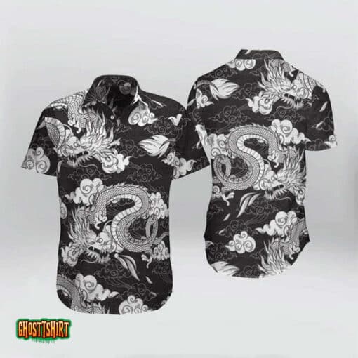 Japanese Dragon Black Aloha Hawaiian Shirt