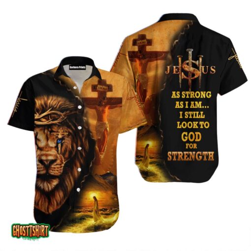 Jesus And Lion Black And Orange Aloha Hawaiian Shirt