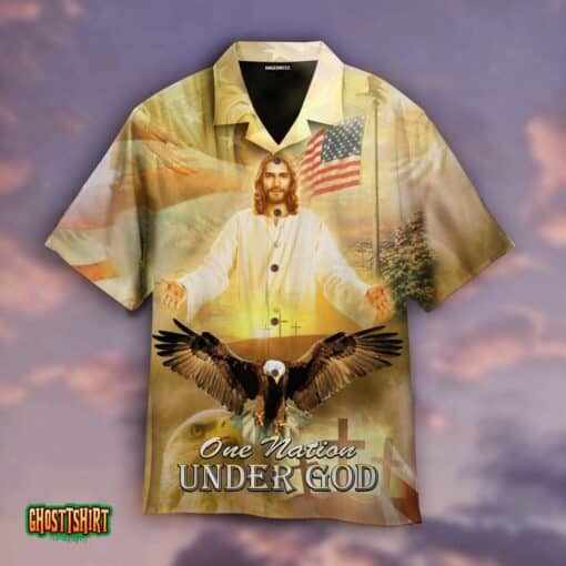 Jesus Bless American, One Nation Under God Aloha Hawaiian Shirt