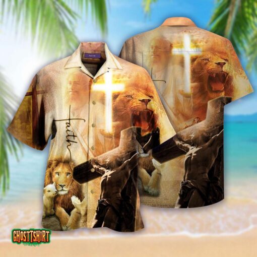 Jesus Faith Hope Love Brown Aloha Hawaiian Shirt
