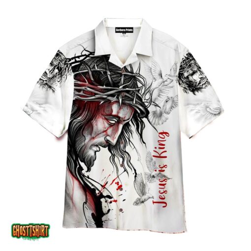 Jesus Is King White And Black Aloha Hawaiian Shirt