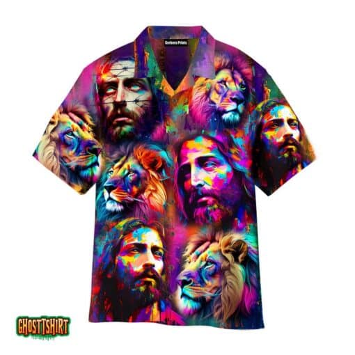 Jesus Is My God And Lion Galaxy Aloha Hawaiian Shirt