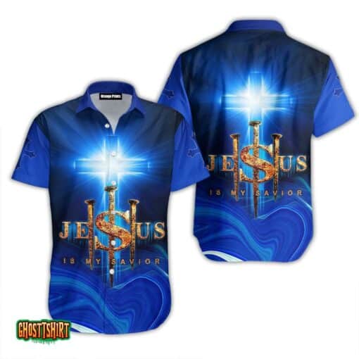 Jesus Is My Savior Blue Aloha Hawaiian Shirt