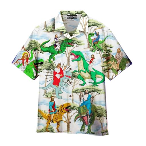 Jesus Ride A Dinosaur Aloha Hawaii Shirt For Men Women