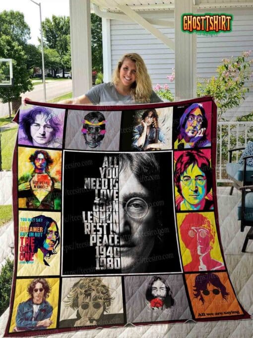 John Lennon v4 Quilt Blanket