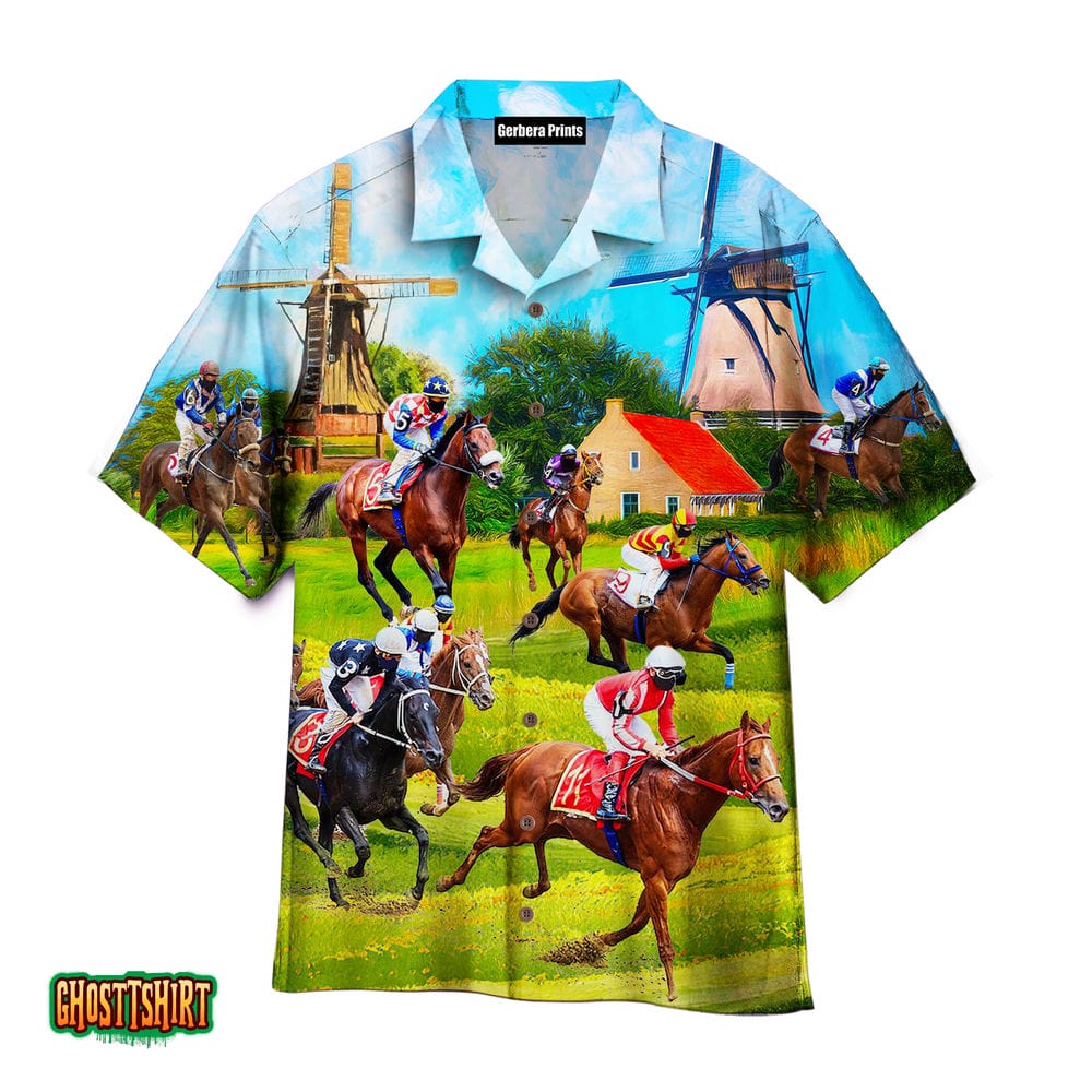 Kentucky Derby Horse Racing We Love Aloha Hawaiian Shirt