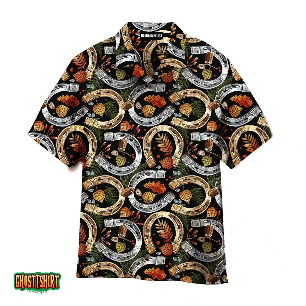 Kentucky Derby Horseshoe Colorful Aloha Hawaiian Shirt