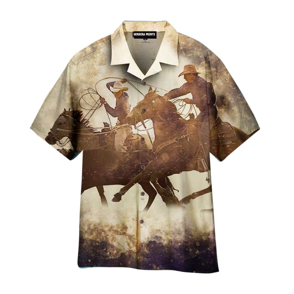 Kentucky Derby Team Roping Horse Racing Aloha Hawaiian Shirt