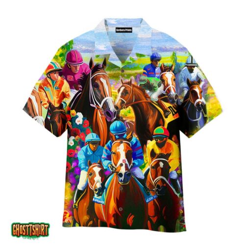 Kentucky Horse Racing Oil Painting Style Aloha Hawaiian Shirt