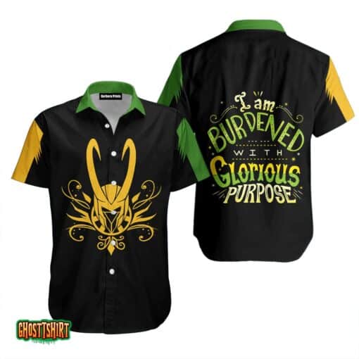 Knight I’m Burdened With Glorious Purpose Black Green And Yellow Aloha Hawaiian Shirt