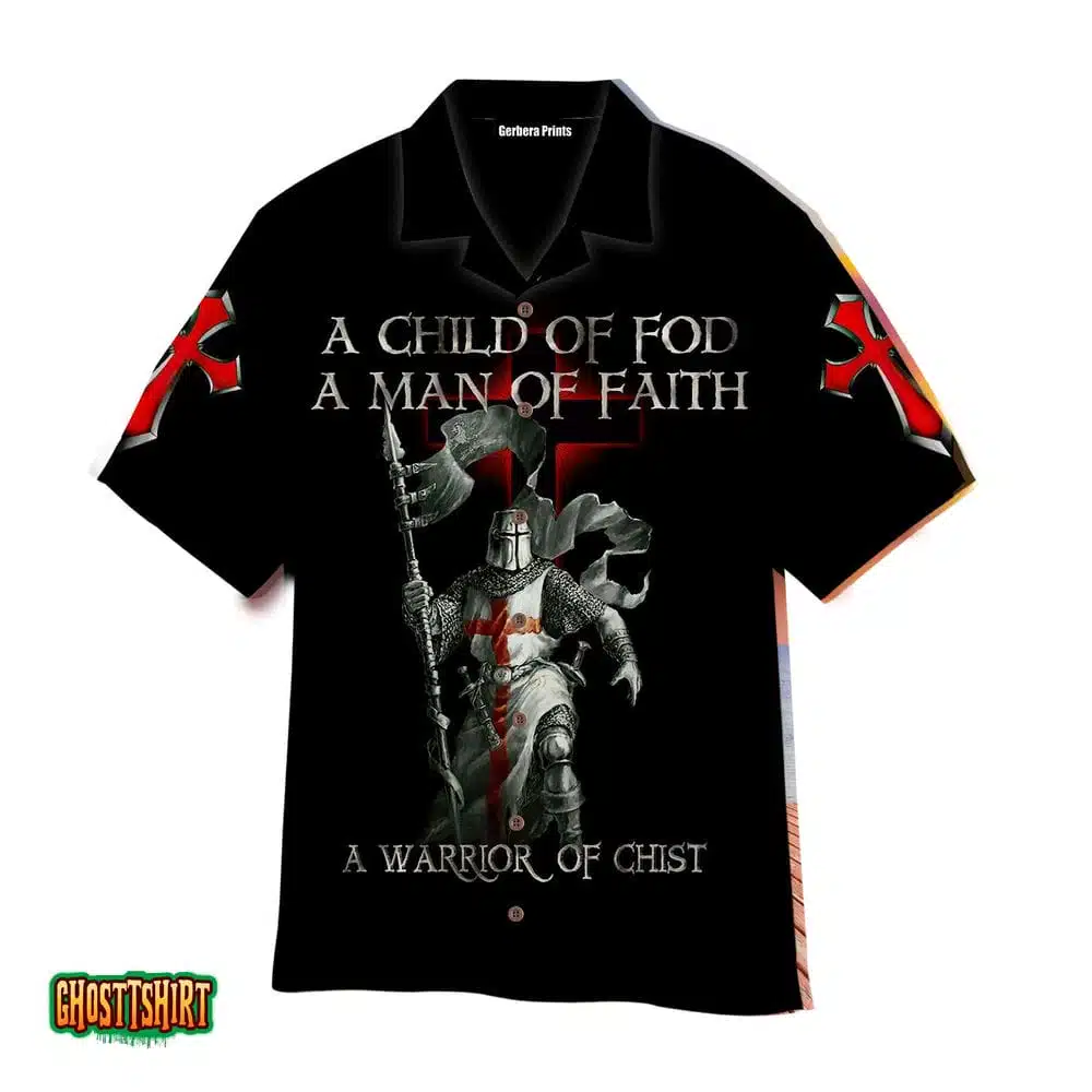 Knight Templar A Child Of God A Man Of Faith Black Aloha Hawaiian Shirt