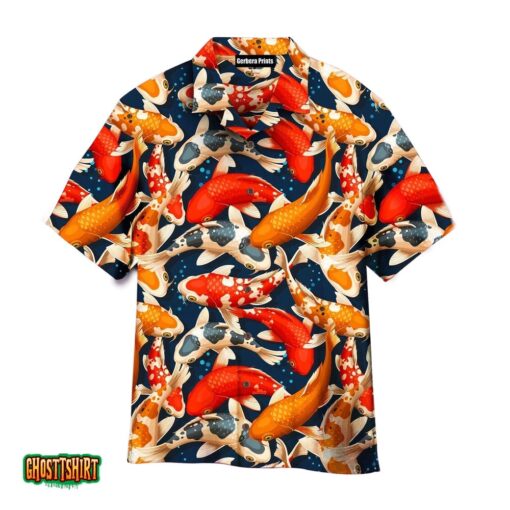 Koi Fish On Skin Orange And Blue Aloha Hawaiian Shirt
